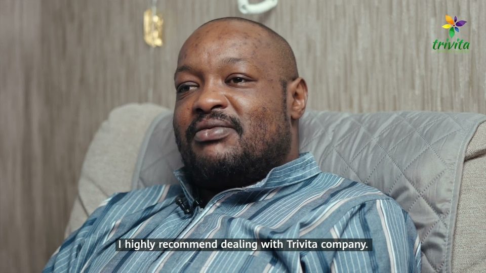 A Trivita home hemodialysis patient speaking from his living room